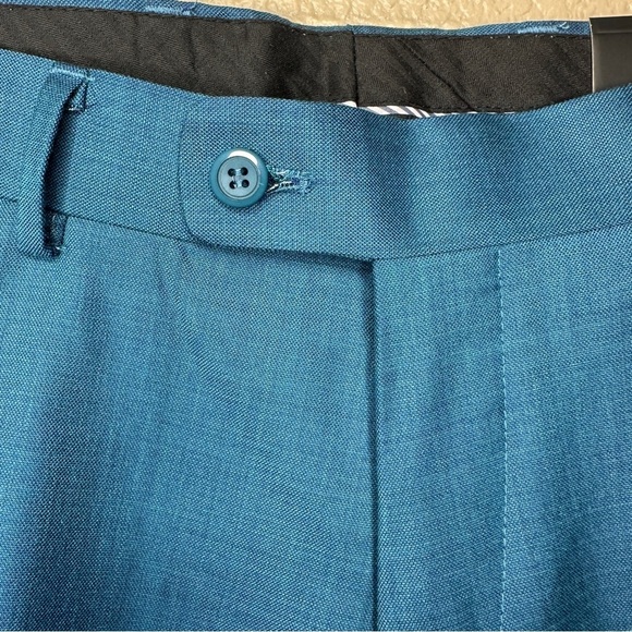 Mens Vitali Three Piece Suit Vested M3090-COLBY Teal Slim Fit - Picture 7 of 11